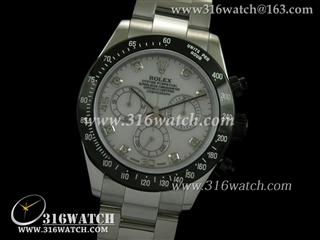 劳力士ROLEX-迪通拿系列 黑色PVD边框 白面镶钻表盘 精钢表链 计时7750机芯 RL0162