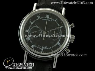 高仿宝玑Breguet-CLASSIQUE系列 2653男士机械表 黑色表盘 黑色皮表带 海欧计时机芯 BG0026