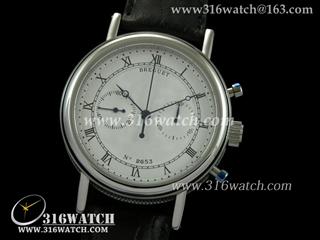 高仿宝玑Breguet-CLASSIQUE系列 2653男士机械表 白色表盘 黑色皮表带 海欧计时机芯 BG0027