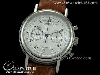 高仿宝玑Breguet-CLASSIQUE系列 3863男士机械表 白色表盘 棕色皮表带 海欧计时机芯 BG0029