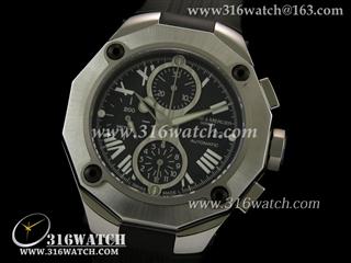 名士Baume Mercier-利维拉系列 黑色表盘 黑色橡胶表带 计时7750机芯 高仿名士1:1复制品手表 BM0001