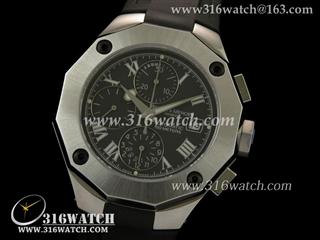 名士Baume Mercier-利维拉系列 黑色表盘 黑色橡胶表带 计时7750机芯 高仿名士1:1复制品手表 BM0003