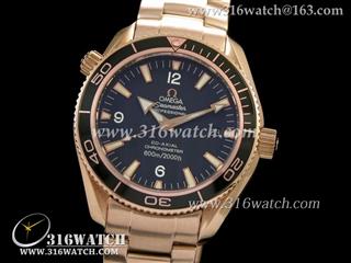 欧米茄Omega 海马系列 海洋宇宙 18 k玫瑰金电镀 黑色表盘 瑞士ETA-2824机芯 高仿1:1 欧米茄手表 OMG0097