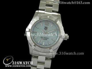 豪雅TAGHeuer 竞潜系列 316F表壳 浅蓝色条钉表盘 精钢表链 高仿女士瑞士石英表 TAG0016