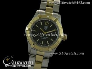 豪雅TAGHeuer 竞潜系列 18 k镀金表框黑面条钉表盘 精钢表链 高仿女士瑞士石英表 TAG0039