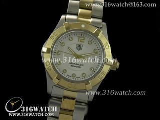 豪雅TAGHeuer 竞潜系列 18 k镀金表框 白面镶钻表盘 高仿女士瑞士石英表 TAG0045
