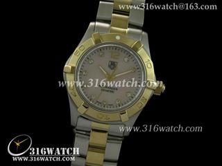 豪雅TAGHeuer 竞潜系列 18 k镀金表框 粉红色贝壳面 高仿女士瑞士石英表 TAG0048