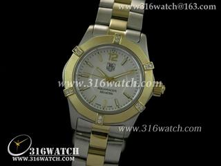 豪雅TAGHeuer 竞潜系列 18 k镀金表框 白色表盘 高仿女士瑞士石英表 TAG0050