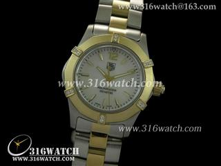 豪雅TAGHeuer 竞潜系列 18 k镀金表框 镶钻表框 白贝壳壳面 高仿女士瑞士石英表 TAG0052