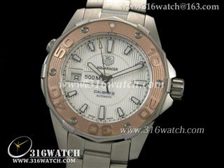 豪雅TAGHeuer 竞潜系列 500M男士机械表 18K玫瑰金镀边框 白色表盘 瑞士SW-200机芯 高仿豪雅完美1:1版本 TAG0057