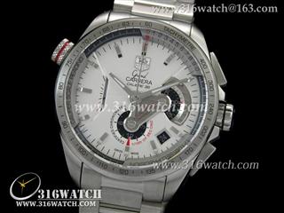 豪雅TAGHeuer-卡来拉CARRERA系列 CALIBRE 36 白色表盘 精钢表链 计时7750机芯 高仿豪雅顶级1:1版本 TAG0081