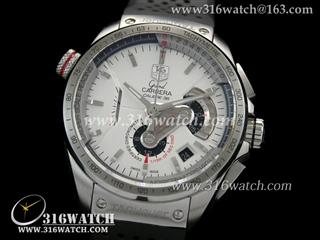 豪雅TAGHeuer 卡来拉系列 CALIBRE 36 白色表盘 黑色橡胶带 计时7750机芯 高仿豪雅顶级1:1版本 TAG0084