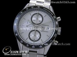豪雅TAGHeuer 卡来拉系列 黑色边框 白色表盘 精钢表链 高仿豪雅1:1最佳版本 TAG0090