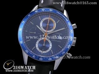 豪雅TAGHeuer 卡来拉系列 橙色大秒针 蓝色表盘 黑色皮带 亚洲7750机芯 高仿豪雅1:1最佳版本 TAG0100