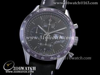 豪雅TAGHeuer 卡来拉系列 JM Fangio Carrera限量版 灰色刻度表盘 黑色皮带 亚洲7750机芯 高仿豪雅1:1最佳版本 TAG0101