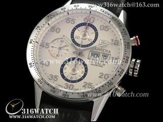 豪雅TAGHeuer 卡来拉系列 CV2A11.FC6235男士机械表 星期日历 白色表盘 黑色皮表带 亚洲计时7750机芯 高仿豪雅完美1:1版本 TAG0111