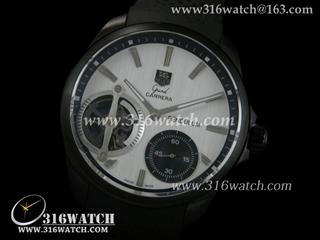 高仿豪雅TAGHeuer 卡来拉系列 黑色PVD表壳 白色表盘 黑色橡胶表带 亚洲6498机芯 TAG0151