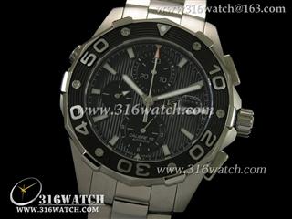 豪雅TAGHeuer 竞潜系列 500米男士计时表 黑色条纹表盘 精钢表带 亚洲7750机芯 高仿豪雅1:1版本 TAG0155