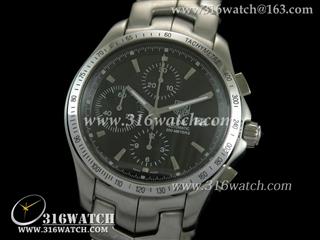 豪雅TAGHeuer 林肯Link系列 316F钢表壳 黑色表盘 精钢表链 亚洲计时7750机芯 高仿豪雅1:1复制版本 TAG0140