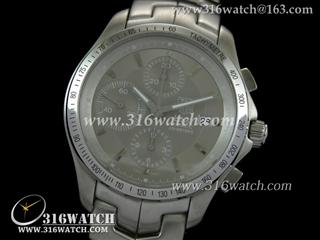 豪雅TAGHeuer-林肯Link系列 316F钢表壳 灰色雕纹表盘 精钢表链 亚洲计时7750机芯 高仿豪雅1:1复制版本 TAG0143