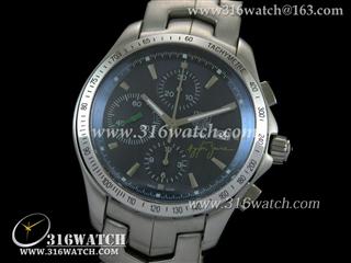 豪雅TAGHeuer-林肯Link系列 316F钢表壳 蓝色雕纹表盘 精钢表链 亚洲计时7750机芯 高仿豪雅1:1复制版本 TAG0145