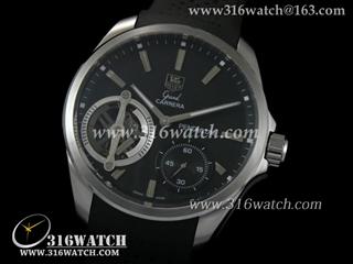 高仿豪雅TAGHeuer 卡来拉系列 316F表壳 黑色表盘 黑色橡胶表带 亚洲6498机芯 TAG0148