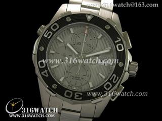 豪雅TAGHeuer 竞潜系列 500米男士计时表 灰色纹条表盘 精钢表带 亚洲7750机芯 高仿豪雅1:1版本 TAG0157