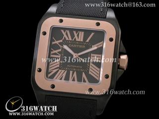 卡地亚CARTIER 山度士系列 W2020007终极版 钛金属表壳 黑色表盘 黑色尼龙表带 男装瑞士ETA-2824机芯 高仿终级1:1卡地亚手表 CTR0047