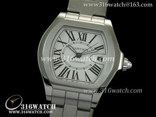卡地亚CARTIER 跑车系列 316F表壳 白色表盘 精钢表链 瑞士SW-200机芯 高仿1:1卡地亚手表 CTR0063