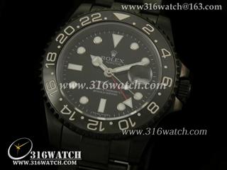 劳力士ROLEX-格林威治型II系列 黑色PVD表壳 陶瓷数字边框 红色GMT针 黑色表盘 瑞士ETA-2836机芯 精仿1:1N版 RL0169