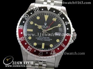 劳力士ROLEX-格林威治型II系列 复古 红色GMT针 黑/红色数字边框 黑色表盘 瑞士ETA-2836机芯 高仿1:1劳力士手表 RL0174
