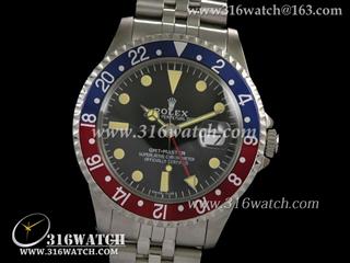 劳力士ROLEX-格林威治型II系列 复古 红色GMT针 蓝/红色数字边框 黑色表盘 瑞士ETA-2836机芯 高仿1:1劳力士手表 RL0175