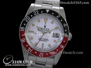 劳力士ROLEX-格林威治型II系列 复古 红色GMT针 黑/红色数字边框 白色表盘 瑞士ETA-2836机芯 高仿1:1劳力士手表 RL0178