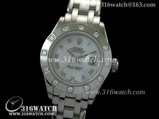 劳力士ROLEX-杰作女士系列 镶钻边框 银色贝壳表盘 女装瑞士ETA-2671机芯 高仿1:1劳力士手表 RL0180