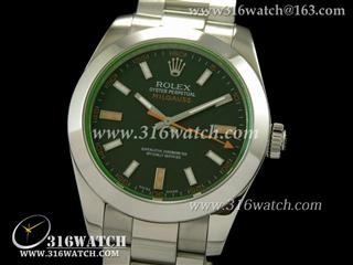 劳力士ROLEX-闪电系列 抛光边框 绿色蓝宝石 黑色表盘 瑞士ETA-2836机芯 高仿1:1 完美Noob版 RL0182