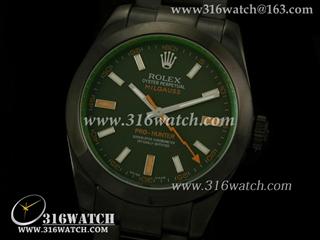 劳力士ROLEX-闪电系列 黑色PVD表壳 绿色蓝宝石 抛光边框 黑色表盘 瑞士ETA-2836机芯 高仿1:1 完美Noob版 RL0185