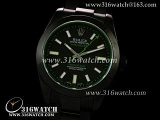 劳力士ROLEX-闪电系列 专业猎人 黑色PVD表壳 绿色蓝宝石 黑色表盘 全黑色PVD钢表带 瑞士ETA-2836机芯 超A高仿 Noob版 RL-0186