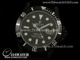 劳力士ROLEX-潜航者型系列 SUB 黑色PVD表壳 陶瓷数字边框 黑色尼龙布带 最佳1:1 Noob版 RL0188