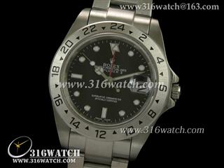 劳力士ROLEX-探险家型II系列 GMT 调时功能 雕刻数字边框 黑色表盘 瑞士ETA-2836机芯 高仿1:1劳力士手表 RL0165