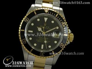 劳力士ROLEX-潜航者型系列 SUB 18 K镀间金 黑色数字钛边框 黑色表盘 瑞机ETA-2836机芯 高仿1:1顶级版本 RL0196