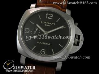 高仿沛纳海PANERAI手表 LUMINOR MARINA系列 PAM320L GMT 完美1:1复制版本 拉丝不锈钢 抛光边框 男士机械表 PM0040