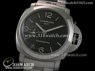 高仿沛纳海PANERAI手表 LUMINOR系列 PAM329L GMT 完美复制版本 拉丝不锈钢 抛光边框 男士机械表 PM0042