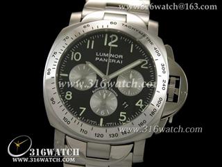 高仿沛纳海PANERAI手表 Luminor Automatic Chrono系列 PAM162F 黑色表盘 终级1:1 Noob版本 计时7753机芯 PM0044
