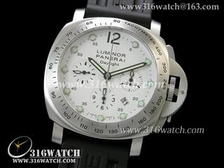 沛纳海PANERAI-Luminor Automatic Chrono系列 PAM251K 白色表盘 黑色橡胶表带 计时7753机芯 终级1:1 Noob版本 PM0060