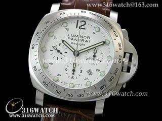 沛纳海PANERAI-Luminor Automatic Chrono系列 PAM251K 白色表盘 棕色皮表带 计时7753机芯 终级1:1 Noob版本 PM0062