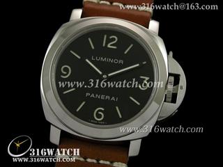 沛纳海PANERAI-Luminor Base 系列 PAM112 H版 超级夜光 黑色表盘 棕色手缝皮表带 亚洲海欧6497机芯 高仿1:1沛纳海手表 PM0076