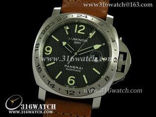 高仿沛纳海PANERAI手表 Luminor Automatic GMT系列 PAM029 黑色条纹表盘 棕色皮表带 瑞士ETA-2836机芯 完美复制1:1Noob版 PM0066