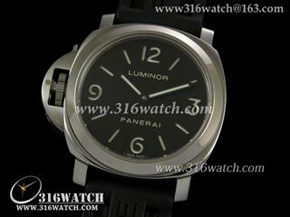 高仿沛纳海PANERAI手表 Luminor Base系列 PAM219 左撇子超级夜光 黑色橡胶带 亚洲海欧6497机芯 完美复制1:1Noob版 PM0078