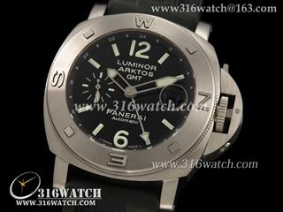 高仿沛纳海PANERAI手表 Luminor Automatic GMT系列 PAM186 黑色表盘 黑色橡胶表带 亚洲7750自动机芯 完美复制1:1H版 PM0070