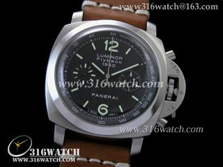 高仿沛纳海PANERAI手表 Luminor Flyback Chrono系列 PAM212 1950 棕色手缝皮带 计时7750自动机芯 复制1:1 H版 PM0088